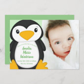 Penguin Baby shower Kaart (Voorkant / Achterkant)