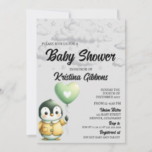Penguin Baby shower Kaart