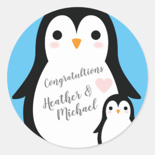 Penguin Baby shower Ronde Sticker