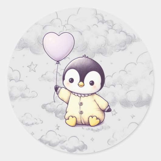 Penguin Baby shower Ronde Sticker (Voorkant)