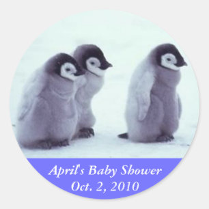 Penguin Baby shower Ronde Sticker