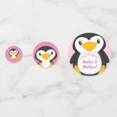 Penguin Baby shower Roze Confetti (Voorkanten)