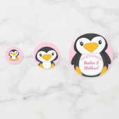 Penguin Baby shower Roze Confetti (Achterkanten)