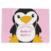 Penguin Baby shower Roze Groot Cadeauzakje (Achterkant)