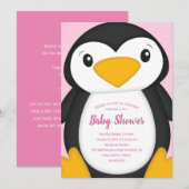 Penguin Baby shower Roze Kaart (Voorkant / Achterkant)