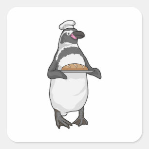 Penguin Baker Bread Vierkante Sticker