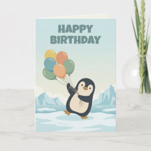 Penguin Ballon Verjaardag Aangepaste Kinderverja Kaart