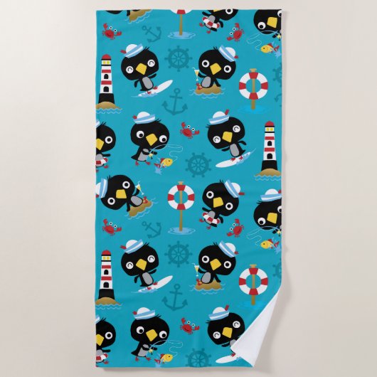 Penguin Beach Towel Strandlaken (Voorkant)