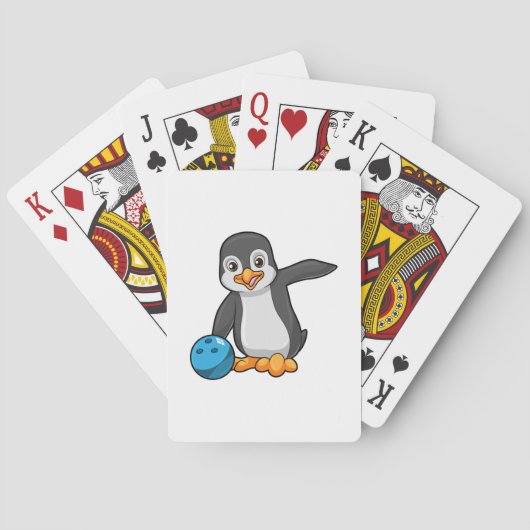 Penguin bij Bowling met Bowling-bal Pokerkaarten (Achterkant)