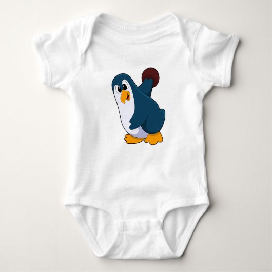 Penguin bij Bowling met Bowling-bal Romper (Voorkant)