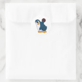 Penguin bij Bowling met Bowling-bal Ronde Sticker (Tas)