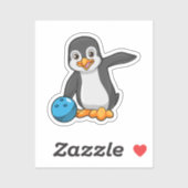 Penguin bij Bowling met Bowling-bal Sticker (Vel)