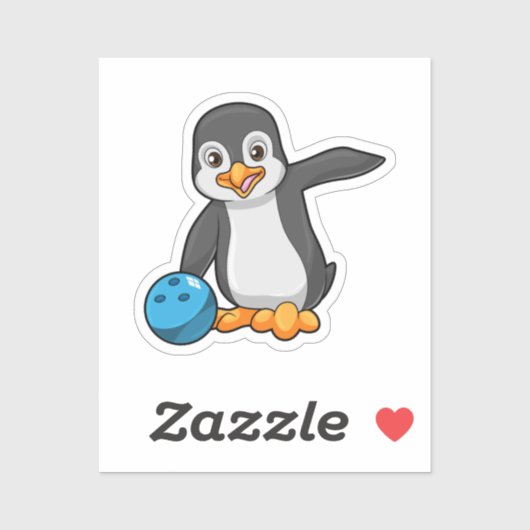 Penguin bij Bowling met Bowling-bal Sticker (Vel)