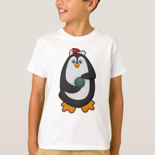 Penguin bij Bowling met Bowling-bal T-shirt