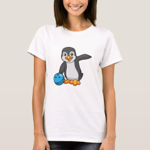 Penguin bij Bowling met Bowling-bal T-shirt