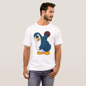 Penguin bij Bowling met Bowling-bal T-shirt (Voorkant volledig)
