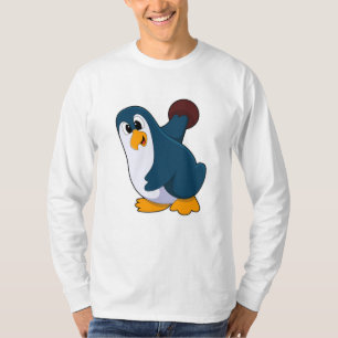 Penguin bij Bowling met Bowling-bal T-shirt