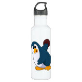 Penguin bij Bowling met Bowling-bal Waterfles (Voorkant)