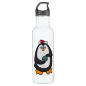 Penguin bij Bowling met Bowling-bal Waterfles (Voorkant)