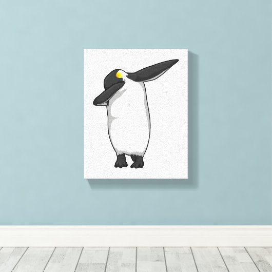 Penguin bij Hip Hop Dance Dab Canvas Afdruk (Insitu (Houten vloer))