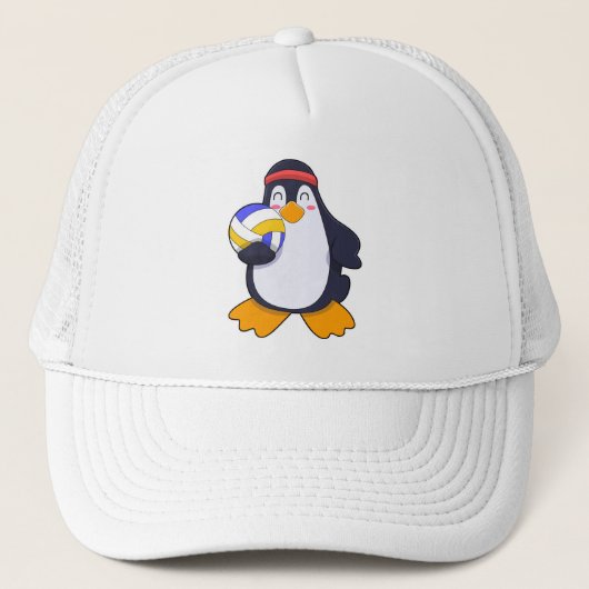 Penguin bij volleybalsport trucker pet (Voorkant)