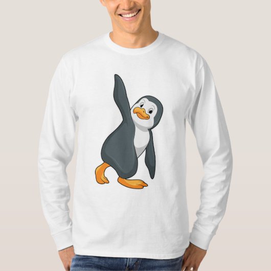 Penguin bij Yoga Stretching T-shirt (Voorkant)