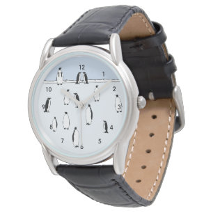 Penguin Bird Snow Cool Blue Penguin Lover Gift Horloge