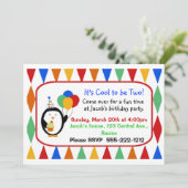 Penguin Birthday Party Invitation Kaart (Staand voorkant)