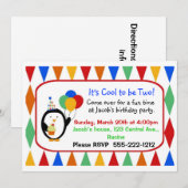 Penguin Birthday Party Invitation Kaart (Voorkant / Achterkant)