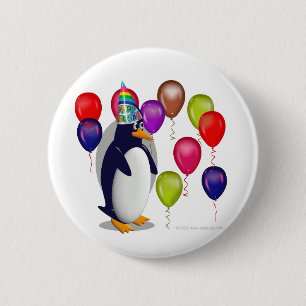Penguin Birthday Party Ronde Button 5,7 Cm
