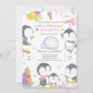 Penguin Birthday Uitnodiging