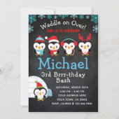 Penguin Birthday Uitnodiging (Voorkant)