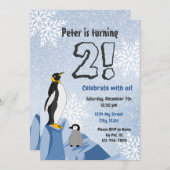 Penguin Birthday Uitnodiging (Voorkant / Achterkant)