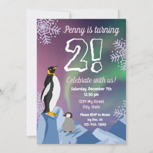 Penguin Birthday Uitnodiging