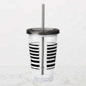 Penguin Black en White Striped Monogram Acryl Drinkbeker (Rechts)