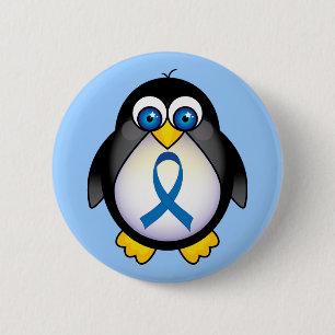 Penguin Blue Ribbon Awareness Ronde Button 5,7 Cm