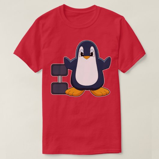 Penguin Bodybuilding Dumbbell T-shirt (Design voorkant)