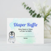 Penguin Boy Winter Diaper Raffle Card Informatiekaartje (Staand voorkant)