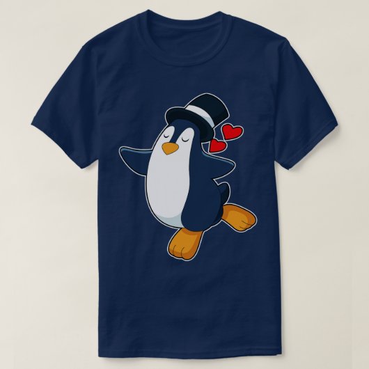 Penguin bruidegom cilinder bruiloft t-shirt (Design voorkant)