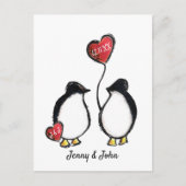 Penguin bruiloft Sla de datum op Feestdagenkaart (Voorkant)