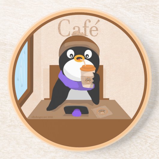 Penguin Cafe Sandstone Onderzetter (Voorkant)