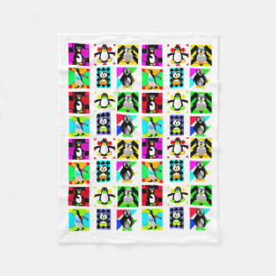 Penguin Cartoon Vogels Abstract Kunstcollage Fleece Deken