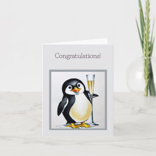 Penguin Cheers Funny and Cute Gefeliciteerd Kaart
