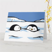 Penguin Chick Snow Deep Wenskaart Kaart (Gele Bloem)