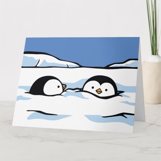 Penguin Chick Snow Deep Wenskaart Kaart (Voorkant)