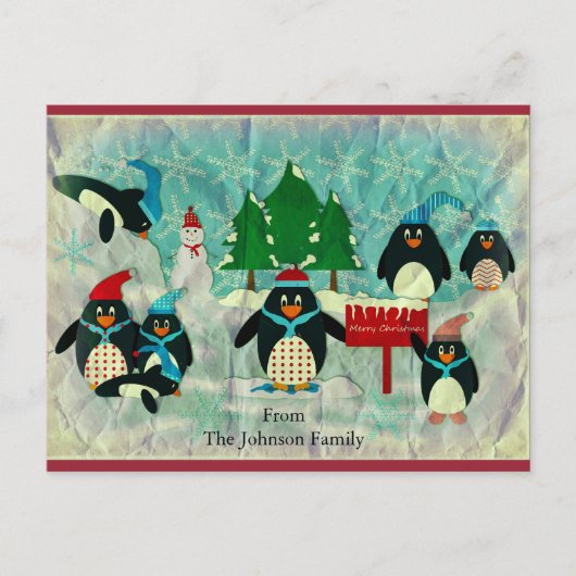  Penguin Christmas Briefkaart (Voorkant)