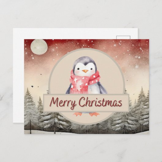 Penguin Christmas Briefkaart (Voorkant / Achterkant)