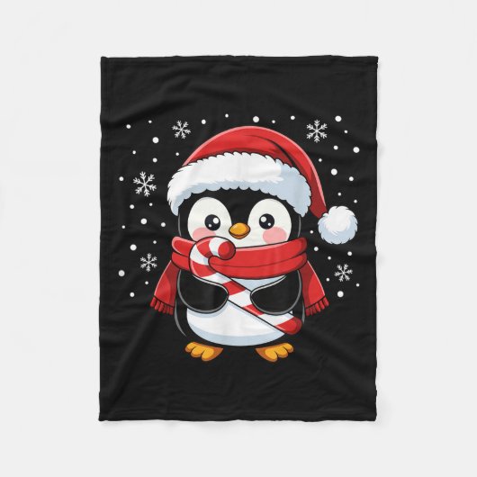 Penguin Christmas Candy Cane Winter Toddler Girl B Fleece Deken (Voorkant)