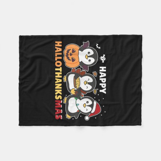 Penguin Christmas Halloween Costume Happy Hallotha Fleece Deken (Voorkant (Horizontaal))