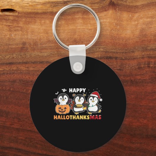 Penguin Christmas Halloween Costume Happy Hallotha Sleutelhanger (Voorkant)
